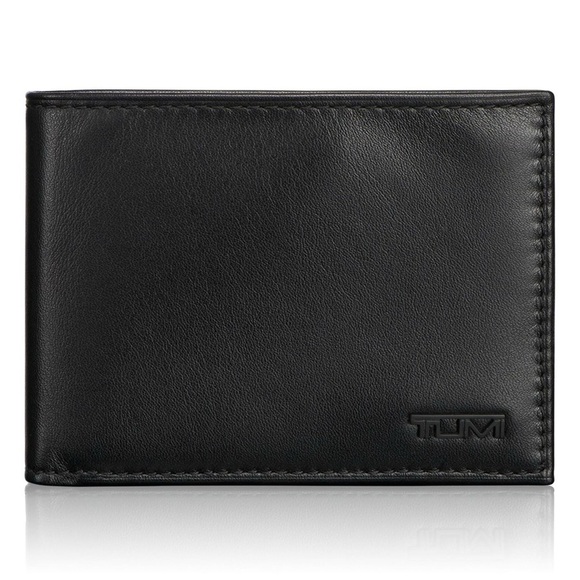 TUMI Sleek Black Leather Men's Wallet - Picture 1 of 9